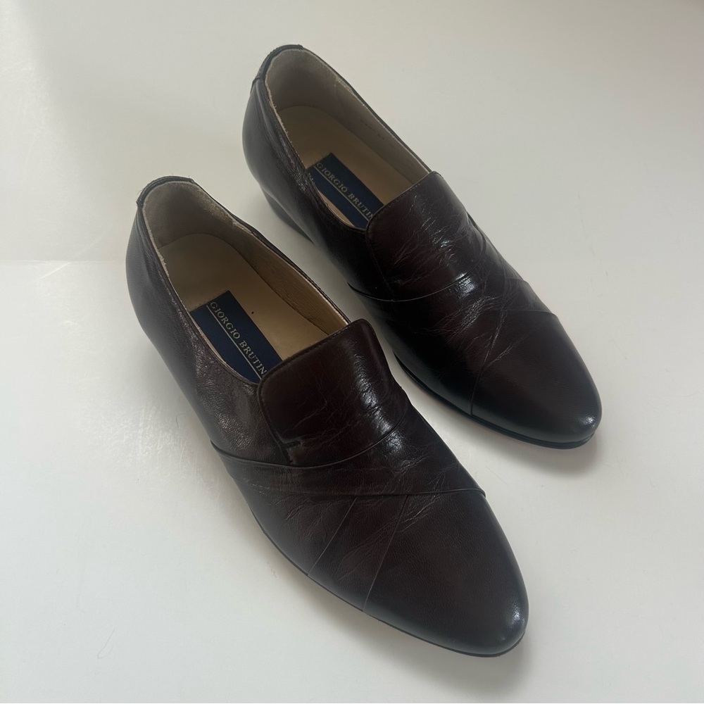 Giorgio Brutini Mens Wine Color 244617 Cuban Heel Slip On Dress Shoe Sz 7 1/2 D